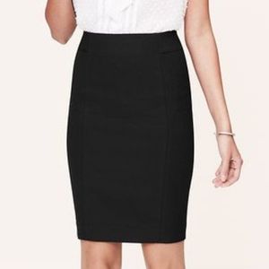 LOFT Scuba Seamed Black Pencil Skirt - PETITE